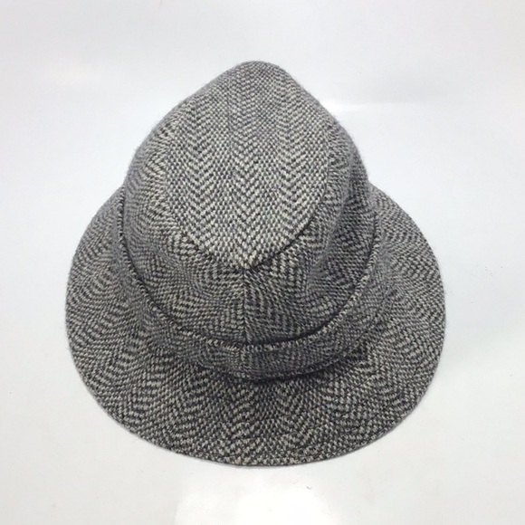 Kangol Vintage Tweed Herringbone Wool Fedora Grey & Black Hat Size Medium. - Picture 5 of 12
